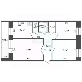 Продается 3-комн. квартира, 58,4 м²