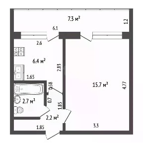 Продается 1-комн. квартира, 34,8 м²