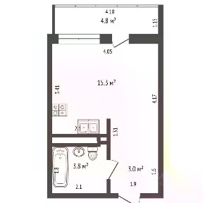Продается студия, 22,1 м²