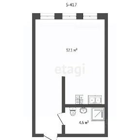 Продается студия, 41,7 м²