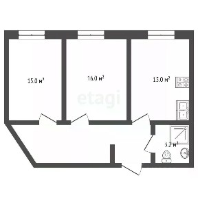 Продается 2-комн. квартира, 51,8 м²