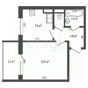 Продается 1-комн. квартира, 29,1 м²