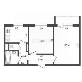 Продается 2-комн. квартира, 52,4 м²