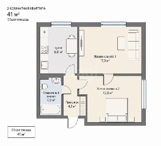 Продается 2-комн. квартира, 41 м²