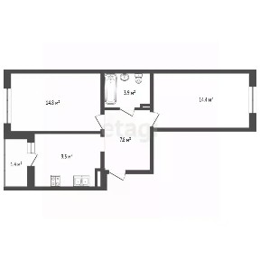 Продается 3-комн. квартира, 53,8 м²
