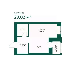 Продается студия, 29,02 м²