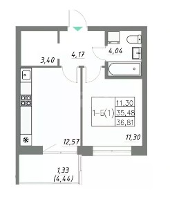 Продается 1-комн. квартира, 33,8 м²