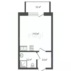 Продается студия, 22 м²