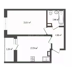 Продается 1-комн. квартира, 38,59 м²
