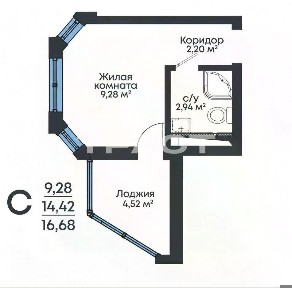 Продается студия, 16,7 м²
