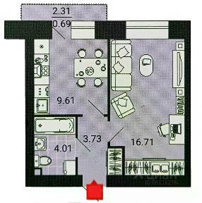 Продается 1-комн. квартира, 34,1 м²