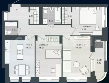 Продается 3-комн. квартира, 76,5 м²