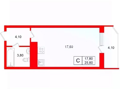 Продается студия, 25,8 м²