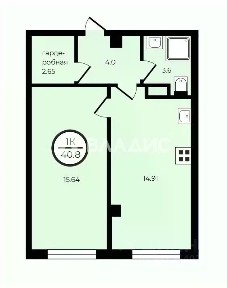 Продается 1-комн. квартира, 40,8 м²