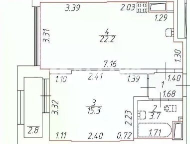 Продается 1-комн. квартира, 43,4 м²