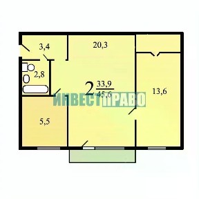 Сдается 2-комн. квартира, 45,6 м²