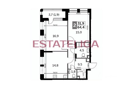 Сдается 2-комн. квартира, 63 м²