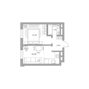 Продается 1-комн. квартира, 37,96 м²