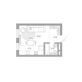 Продается студия, 28,2 м²