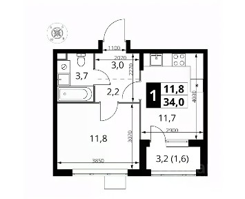 Продается 1-комн. квартира, 34 м²