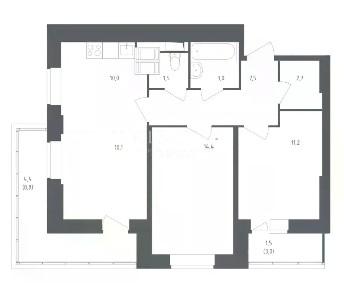 Продается 2-комн. квартира, 59,9 м²