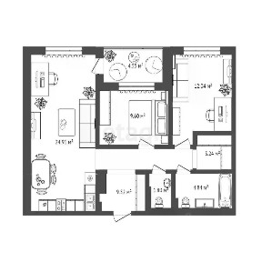 Продается 2-комн. квартира, 65,2 м²