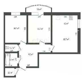 Продается 3-комн. квартира, 55,8 м²