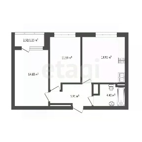 Продается 2-комн. квартира, 52,8 м²
