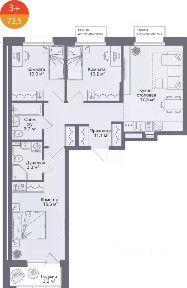 Продается 3-комн. квартира, 73,5 м²