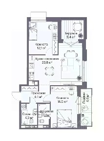 Продается 2-комн. квартира, 67,2 м²