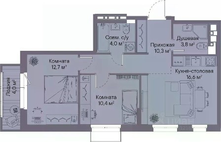 Продается 2-комн. квартира, 59,8 м²