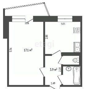 Продается 1-комн. квартира, 33,1 м²