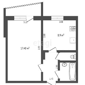 Продается 1-комн. квартира, 33,2 м²