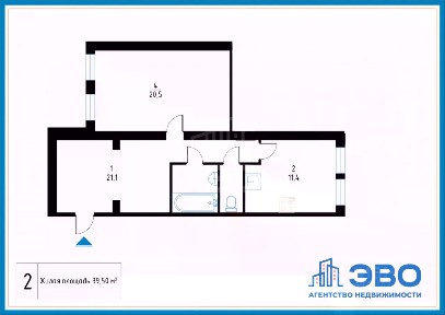 Сдается 1-комн. квартира, 62 м²