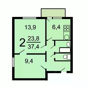 Продается 2-комн. квартира, 38 м²
