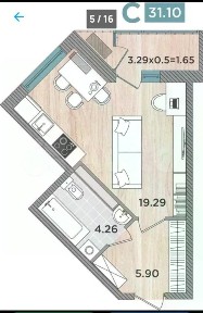 Продается студия, 31,1 м²