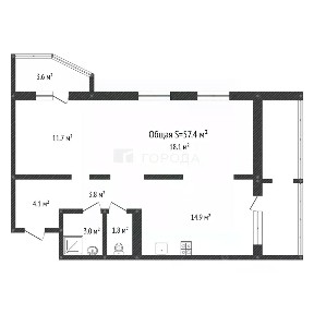 Продается 2-комн. квартира, 57,4 м²