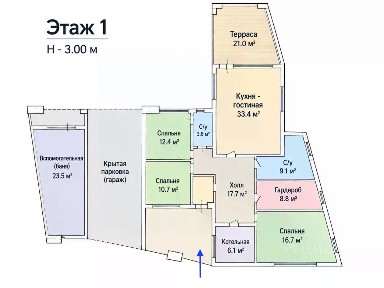 Продается 1-этажный дом, 196 м²