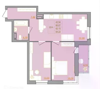 Продается 3-комн. квартира, 62,15 м²