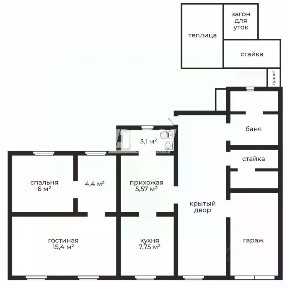 Продается 1-этажный дом, 124 м²