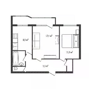 Продается 2-комн. квартира, 51,6 м²