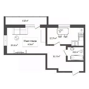 Продается 1-комн. квартира, 47,4 м²