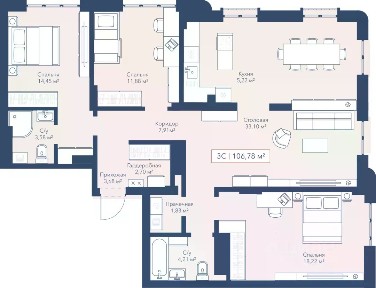 Продается 3-комн. квартира, 106,78 м²