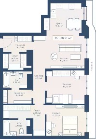 Продается 2-комн. квартира, 88,96 м²