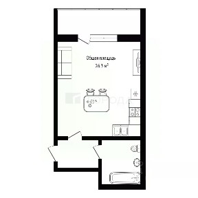 Продается студия, 26,3 м²