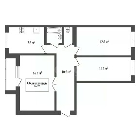 Продается 3-комн. квартира, 62,9 м²