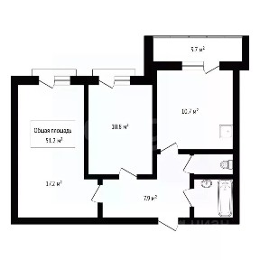 Продается 2-комн. квартира, 51,2 м²