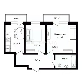 Продается 2-комн. квартира, 52,7 м²