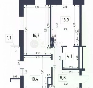 Продается 2-комн. квартира, 53,6 м²