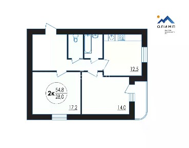 Продается 2-комн. квартира, 54,8 м²